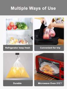 Rouleau de 1000 sacs jetables écologiques en plastique pour fruits, légumes, pain et stockage alimentaire transparent en cuisine - Product Image 4