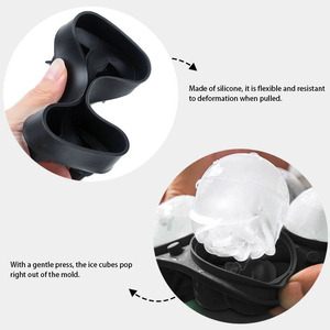 Molde de silicona 3D con forma de calavera para cubitos de hielo y pasteles, con embudo transparente, 10 cavidades, para whisky, cócteles y zumos - Product Image 5