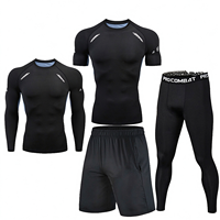 Ensemble de vêtements de sport pour homme 4 en 1, haut de sport respirant à haute élasticité, collants, shorts de sport, vêtements de fitness pour la salle de sport