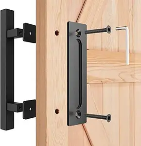 36 In. X 84 In. Vorstglas Zwart Stalen Frame Binnenschuurdeur Met Schuifbare Hardware-Set En Deurklink (Vorstglas)