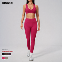 Ensemble de yoga sans couture 2 pièces : Soutien-gorge de sport dos croisé et Leggings taille haute froncés aux fesses, avec logo personnalisé, fabricant OEM d'articles de sport