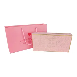定制硬质粉色巧克力纸盒2件糖果纸盒，带分隔器盖和底座巧克力包装纸盒