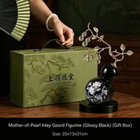 Figurine de gourde en laque noire incrustée de nacre - Nouvelle décoration artisanale de style chinois pour la maison