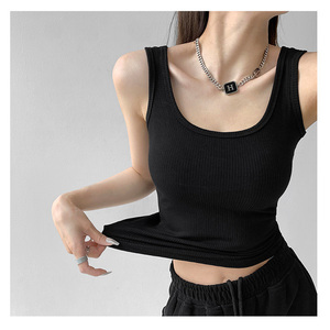 <span class=keywords><strong>Camiseta</strong></span> sin Mangas de Algodón Elástico con Cuello en U, Ajustada, Sexy, Deportiva, para Mujer, Verano, <span class=keywords><strong>Tirantes</strong></span>, Top - Product Image 2