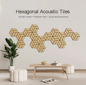 OEM/ODM panneau acoustique insonorisé haute densité à bas prix Conception personnalisée rainuré en V Panneau mural acoustique hexagonal finition bois - Product Image 6