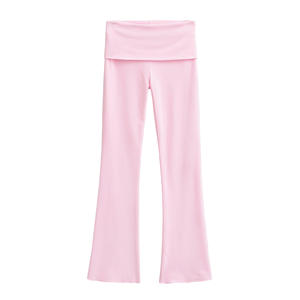 <strong>Women's</strong> Summer Hip Hop Flared Knit Pants High-Rise Bootcut with Cloud-Soft Draping Anti-Wrinkle Slimming Fit - Product Image 2