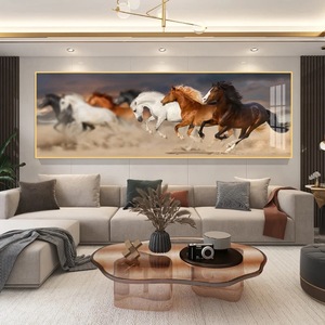 Quadro in Cristallo e Porcellana <span class=keywords><strong>con</strong></span> Cavallo, Arte Murale Moderna di Lusso Personalizzata in Stile Nordico <span class=keywords><strong>con</strong></span> Cornice per Soggiorno e Arredamento Casa - Product Image 3