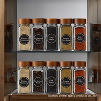 Ensemble de 24 pots à épices carrés en bois d'acacia, capacité de 40 oz, design moderne et minimaliste, entonnoir et brosse inclus