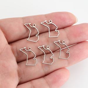 5 buah/pak liontin peta <span class=keywords><strong>Michigan</strong></span> Amerika Serikat untuk gantungan kunci kalung Aksesori pembuatan perhiasan besi tahan karat DIY - Product Image 4