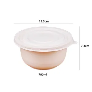 Cuencos <span class=keywords><strong>de</strong></span> plástico CPLA con tapa para <span class=keywords><strong>ensalada</strong></span> <span class=keywords><strong>de</strong></span> mascotas, cuencos desechables para sopa caliente, ensaladera grande, 700ml - Product Image 2