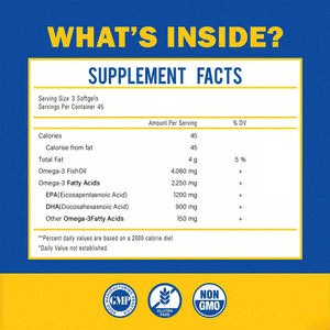 Supplément d'huile de poisson oméga 3 de haute qualité avec EPA et DHA pour les adultes soutiennent la santé cardiaque et cérébrale Meilleurs gélules d'huile de poisson oméga 3 - Product Image 4