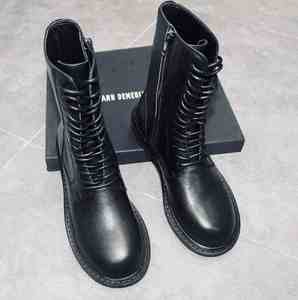 La primera capa de zapatos de cuero botas de cuero de las mujeres salvajes Inglaterra viento de alta ayuda tubo de motocicleta Caballero botas de mujer zapatos - Product Image 5