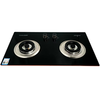 Appareil de cuisine de haute qualité, cuisinière à gaz à 2 brûleurs, cuisinière à gaz intégrée, cuisinière en verre trempé
