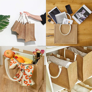 Bolsas de Yute Natural Grandes con Asas y Logotipo Personalizado, Bolsas de Regalo en Blanco, Bolsas de Playa Reutilizables, Bolsas de Compras Personalizadas - Product Image 6