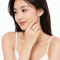 Bague ajustable en argent sterling plaqué or 18 carats avec trèfle à quatre feuilles et zircon, idéale pour les fêtes, pour femme, cadeau, bijoux personnalisés en moissanite