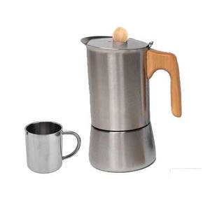 <span class=keywords><strong>Cafetera</strong></span> Mocha con mango de madera real de primera calidad, máquina de café Espresso de acero inoxidable para café clásico de estilo italiano Brew 6 tazas - Product Image 6