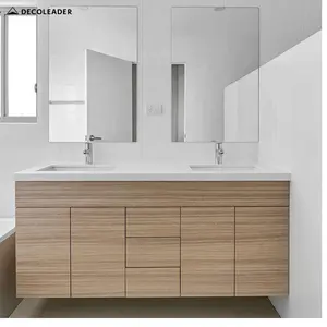 Armoire de salle de bains en bois, te de miroir, Double lavabo, meubles de salle d'eau