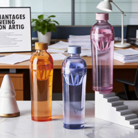 Longstar - Botellas de Agua de Plástico Transparente Personalizadas al por Mayor, 260 ml/500 ml, Libres de BPA, a Prueba de Fugas, Ecológicas, para Gimnasio, Campamento y Viajes