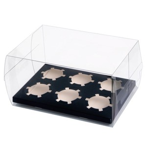 Caja Cuadrada Transparente de Plástico Grueso de Grado Alimenticio para Cupcakes de <span class=keywords><strong>2</strong></span>/4/6/12 Cavidades con Caja Interior de Soporte Negra y Blanca - Product Image 1