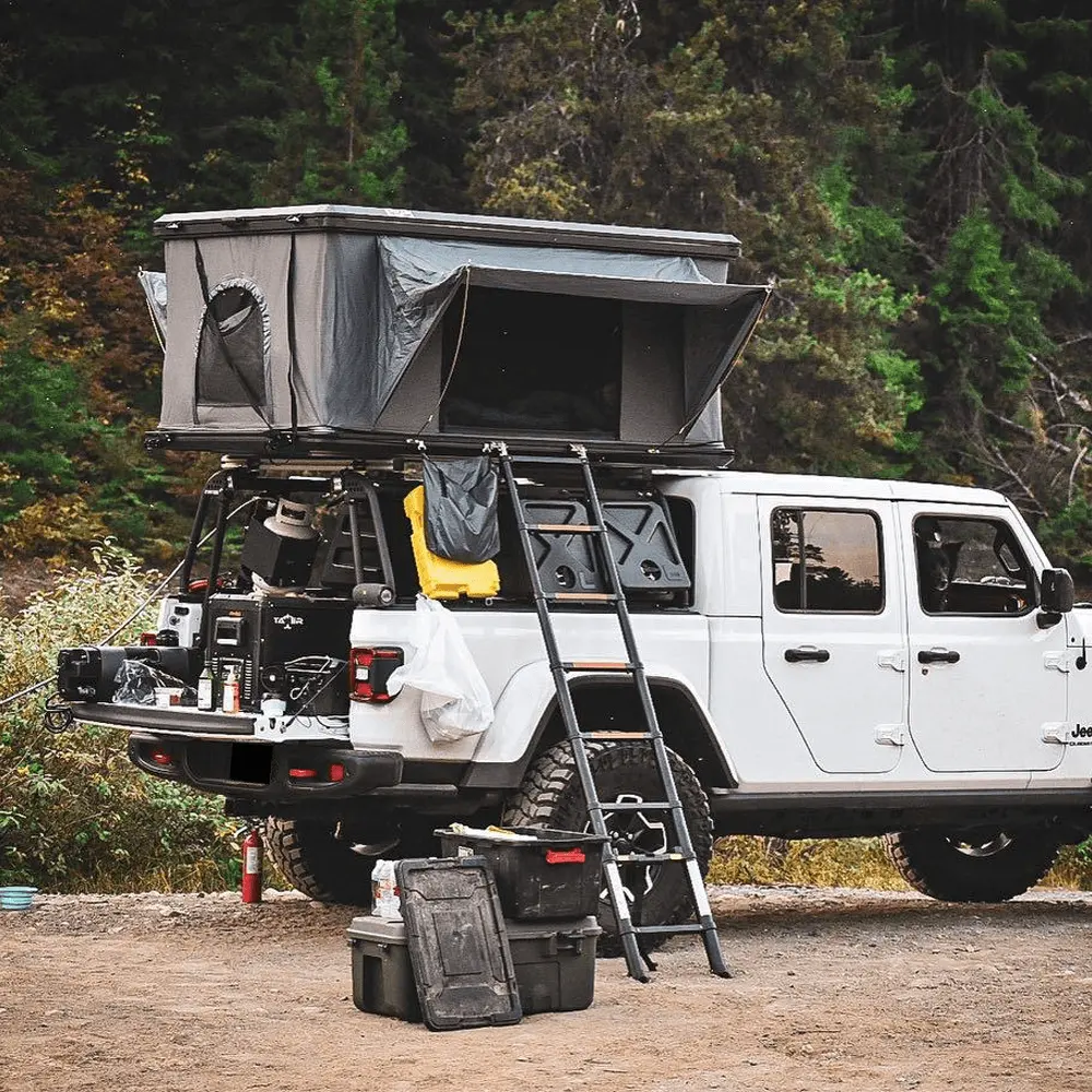 Tienda de techo de aluminio para SUV 4x4 cross country automático hidráulico Pop Up carcasa dura impermeable Camping camión techo tienda caja