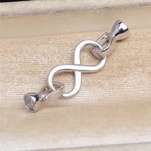 Hebilla de Collar en Forma de 8 Semiterminada de Plata S925 5580, Hebilla de Reparación de Collar de Doble Círculo para Componentes de Joyería de Perlas - Product Image 3