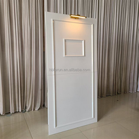 Panel Lampu LED Latar Belakang Pernikahan Putih Hitam, Huruf Happy Wedding untuk Pintu, Panggung Pesta, Latar Foto Booth