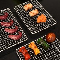 Rak Panggangan BBQ Persegi Panjang Tahan Lama dari Kawat Baja Anti Karat, Pengganti untuk Restoran BBQ Korea Jepang