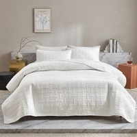 Ensemble de couvre-lit matelassé uni blanc pour la maison et l'hôtel, grille horizontale et verticale, toutes saisons