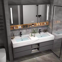 CBMMart Meuble sous lavabo flottant ultra-mince avec évier intégré Rangement caché Salle de bain moderne Armoires peu encombrantes