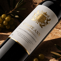 Étiquette de bouteille de vin personnalisée avec logo, dorure à chaud UV, gaufrage, vinyle imperméable de qualité supérieure, luxe personnalisé