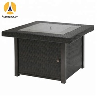 Foyer d'extérieur à gaz, brûleur à gaz, trésors de jardin, table basse avec pierres