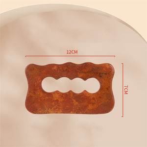 Masajeador corporal de piedra Bian roja, tabla de raspado Manual Gua Sha, herramienta de drenaje linfático y dragado de meridianos - Product Image 6