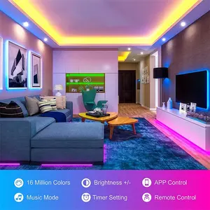 30m-5m 12v bande de lumière led 5050 rvb musique intelligente synchronisation APP Bluetooth télécommande chambre décor lumières led bande lumières pour la maison