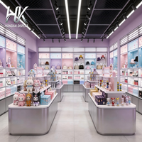 Vitrine d'îlot incurvée sur mesure avec éclairage LED et design écologique pour jouets