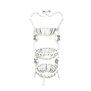 <span class=keywords><strong>Piedistallo</strong></span> decorativo in ferro battuto a 3 livelli con cesto di fiori in metallo bianco antico - Product Image 1