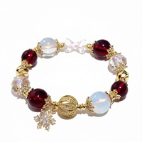 Bracelet extensible de luxe en zircon avec breloque cœur de Noël et perles rouges, bijou unisexe, cadeau idéal pour la vente en gros