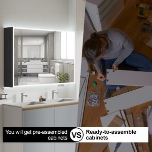 Mueble de Baño Rectangular Moderno con Encimera Gruesa Sólida Iluminada, Diseño Robusto y Lujoso para Uso en Hoteles - Product Image 3