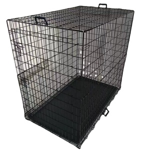 Jaula para perros Jaula de metal para perros de una sola puerta con 3 pestillos Patrón sólido y 3 manijas Incluye divisor Pies de goma Cubierta de la Caja - Product Image 1