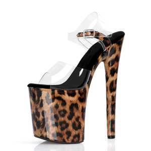 Chaussures <span class=keywords><strong>de</strong></span> pole dance sexy et exotiques pour danseuses <span class=keywords><strong>de</strong></span> boîte <span class=keywords><strong>de</strong></span> nuit, 20 cm, imprimé léopard, talon <span class=keywords><strong>de</strong></span> 8 pouces, bout ouvert, grandes tailles, pour femmes, style gothique, pour spectacle - Product Image 1