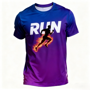 T-shirt de sport décontracté à manches courtes en polyester respirant et à séchage rapide, avec logo personnalisé et couleurs variées, idéal pour la gym, les loisirs quotidiens et les entraînements. - Product Image 1