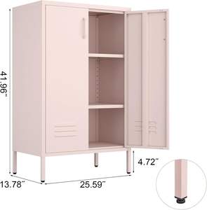 2-दरवाजा गुलाबी धातु लॉकर भंडारण कैबिनेट समायोज्य अलमारियों को कार्यालय कक्षा बेडरूम के लिए - Product Image 3