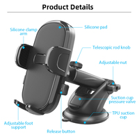 Support de téléphone universel pour voiture, support de téléphone portable, support de voiture, poignée de téléphone, support rotatif et rétractable 360 pour tableau de bord