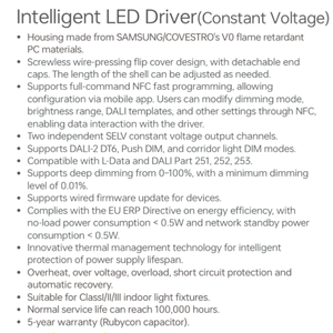 Driver DALI-2 Push DIM dimmable 100W 220V AC-DC <span class=keywords><strong>CV</strong></span> monochrome pour bande LED et projecteur intérieur/extérieur - Product Image 5