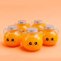 Bouteilles de thé au lait en plastique jetables en gros, 350 ml et 500 ml, emballage mignon en forme de chat, gobelets en plastique, bouteilles de boissons au thé au lait