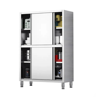 Armoire de rangement verticale en acier inoxydable commercial à 4 portes coulissantes pour cuisine, hôtel, restaurant, traiteur, taille personnalisée