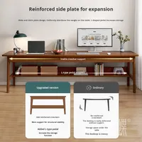 Bureau long mural de style rétro chinois moderne Table d'étude de grande taille avec pied en bois massif simple E2928
