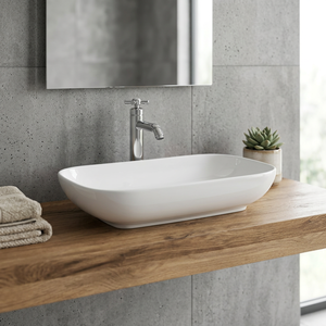 Lavabo de table en forme de rectangle blanc Lavabo Prix attractif Nouveau type de support Lavabo de comptoir en céramique Conceptions de lavabo - Product Image 1