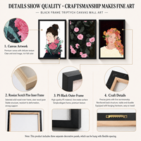 OEM ODM Personnalisé 8*12in*3pcs Décoration Murale Art Photo Impression sur Toile Tableau Flottant Encadré pour Salon
