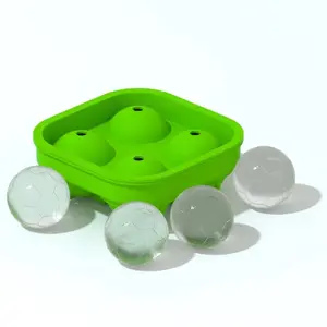 Bandeja de silicone 3D para fazer bolas de gelo e uísque, ferramenta de molde e sorvete, atacado em formato de futebol e futebol