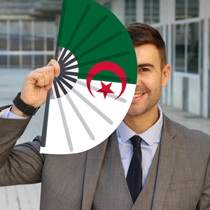 Abanicos Plegables de Bambú con la Bandera de Argelia al por Mayor, Abanico de Mano para Carnaval, Boda, Festival, Fiesta, Agencia de Viajes - Product Image 2